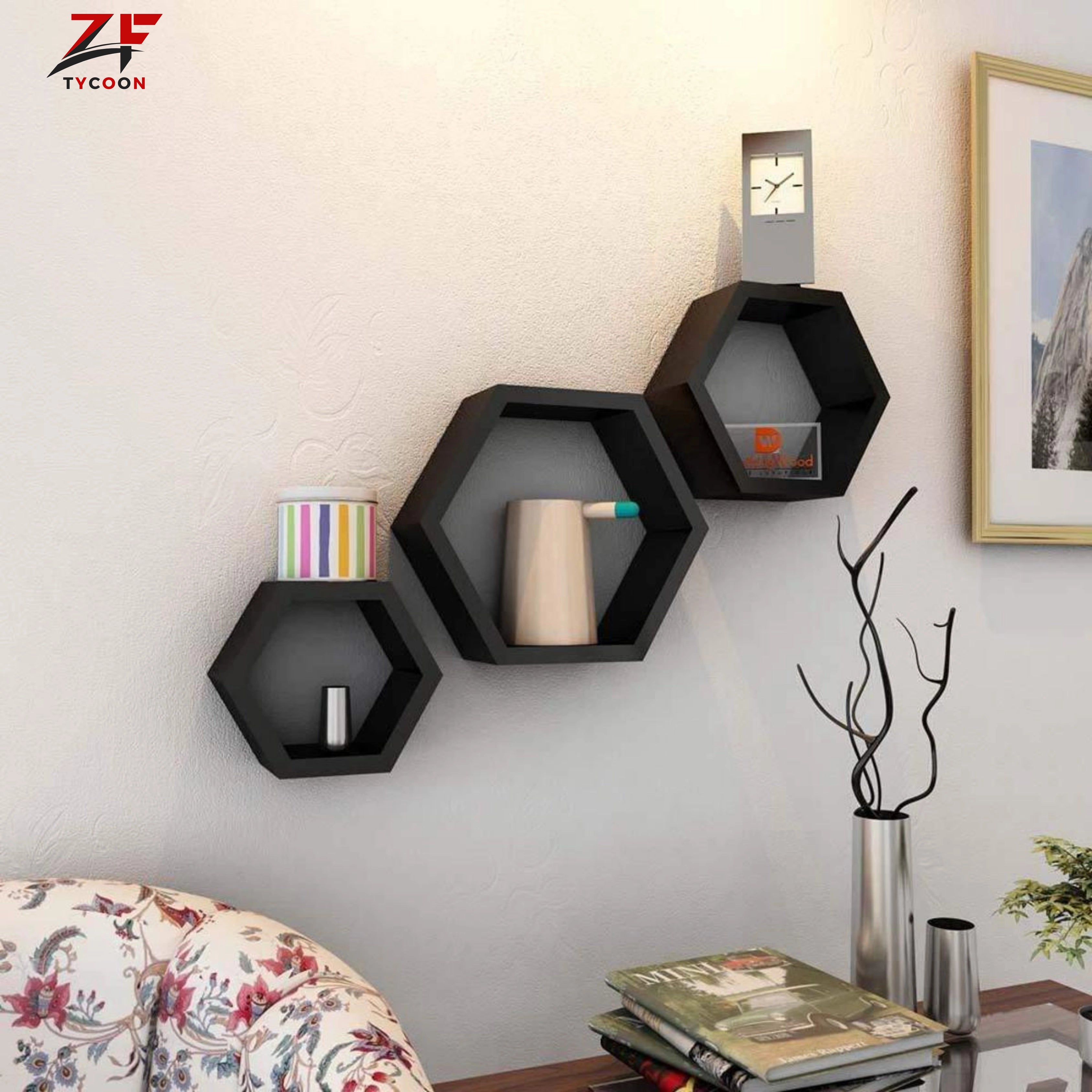 6 HexaHive | Wooden Wall Shelves