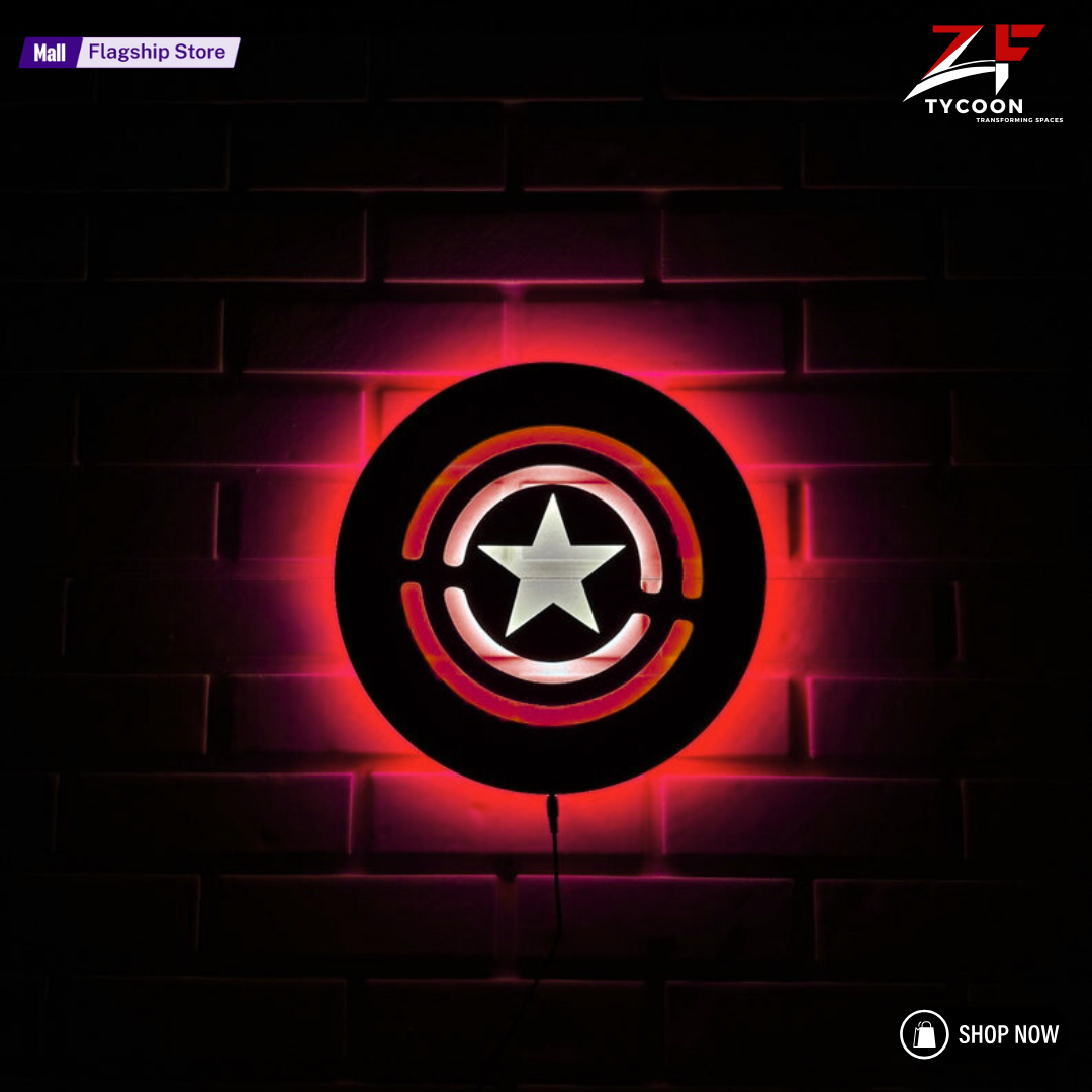 ZF Captain America Shield | Glowing Wall Art