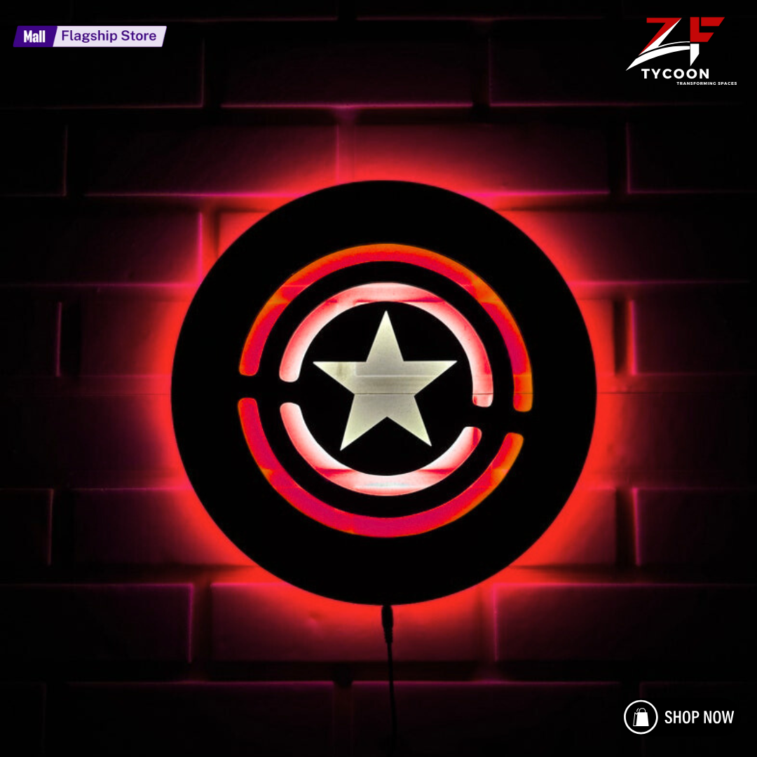 ZF Captain America Shield | Glowing Wall Art