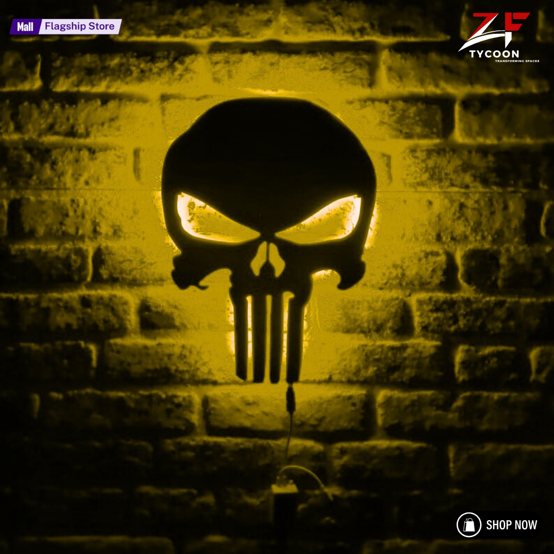 ZF Punisher Led Sign - Punisher Skull 3D LED Wall Lamp Led Light - Decor 7mm Thickness wood imported SheetPunisher Light Wall Decor - Gifts For Her - Christmas Gift