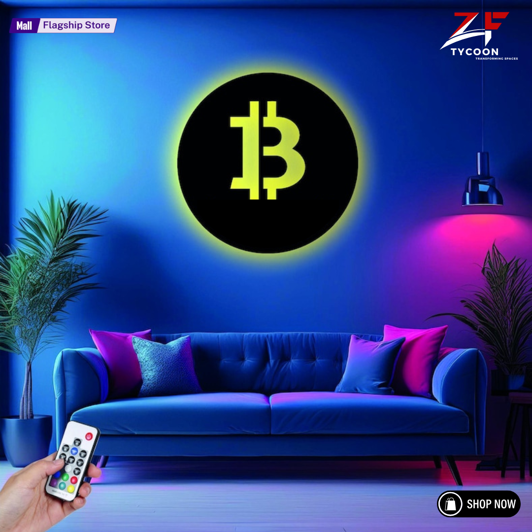 ZF BTC wood wall Wooden 7mm Thickness Imported Sheet LED Wall Light art with rgb led light, home decor, wooden office decor with light, sign, BTC wall decor