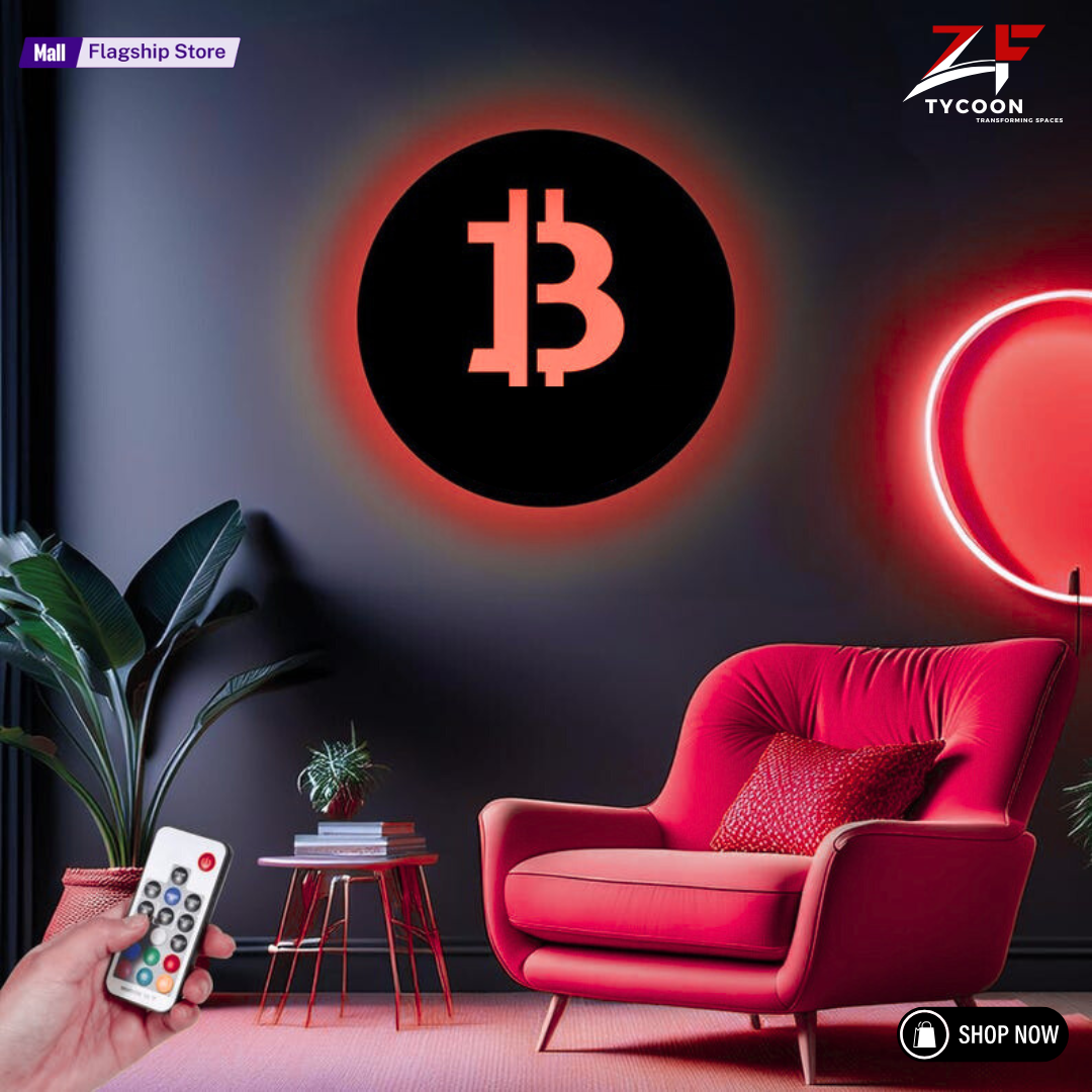 ZF BTC wood wall Wooden 7mm Thickness Imported Sheet LED Wall Light art with rgb led light, home decor, wooden office decor with light, sign, BTC wall decor
