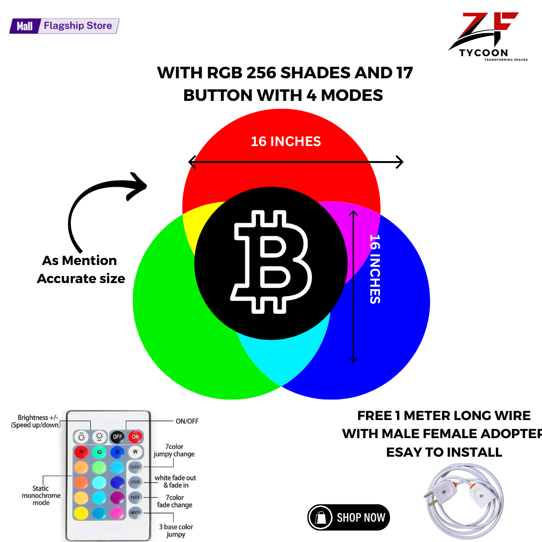 ZF BTC wood wall Wooden 7mm Thickness Imported Sheet LED Wall Light art with rgb led light, home decor, wooden office decor with light, sign, BTC wall decor