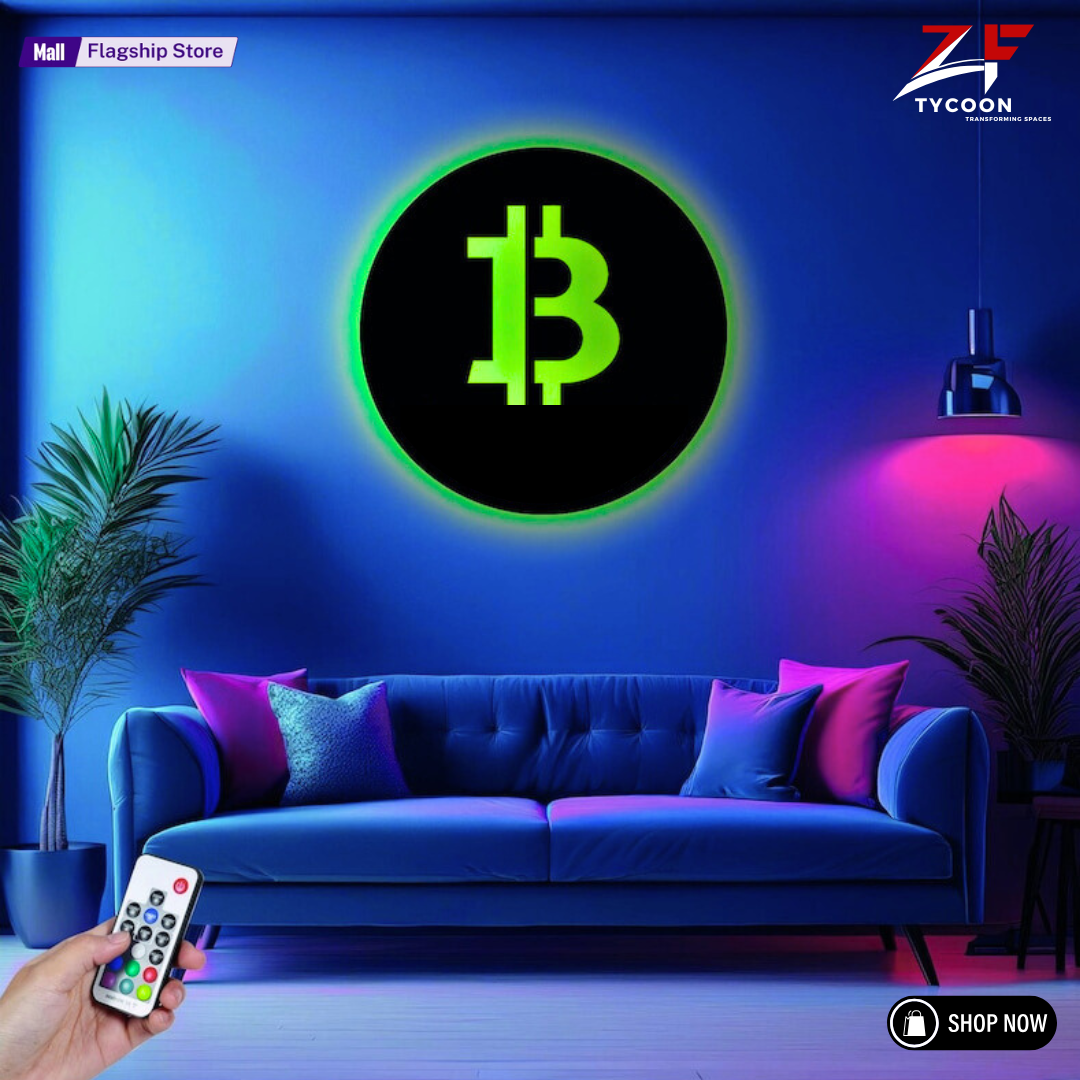 ZF BTC wood wall Wooden 7mm Thickness Imported Sheet LED Wall Light art with rgb led light, home decor, wooden office decor with light, sign, BTC wall decor