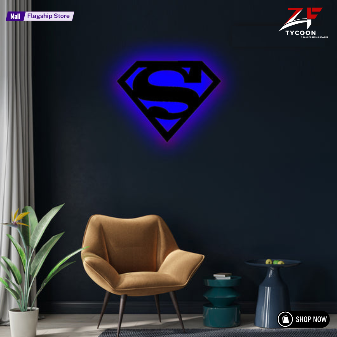 ZF Superman Lamp, Led Gaming Room, Wall Decor Night Lamp, for Gift, Kids Room, Gaming Setup, Gaming Room, Man Cave,Led Lamp,Decore