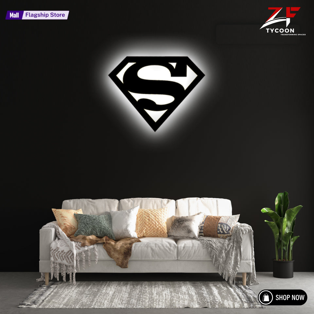 ZF Superman Lamp, Led Gaming Room, Wall Decor Night Lamp, for Gift, Kids Room, Gaming Setup, Gaming Room, Man Cave,Led Lamp,Decore