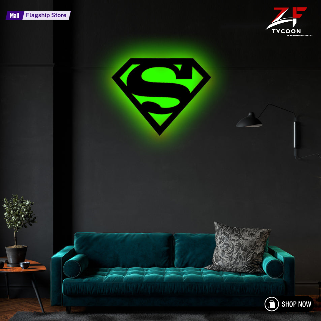 ZF Superman Lamp, Led Gaming Room, Wall Decor Night Lamp, for Gift, Kids Room, Gaming Setup, Gaming Room, Man Cave,Led Lamp,Decore