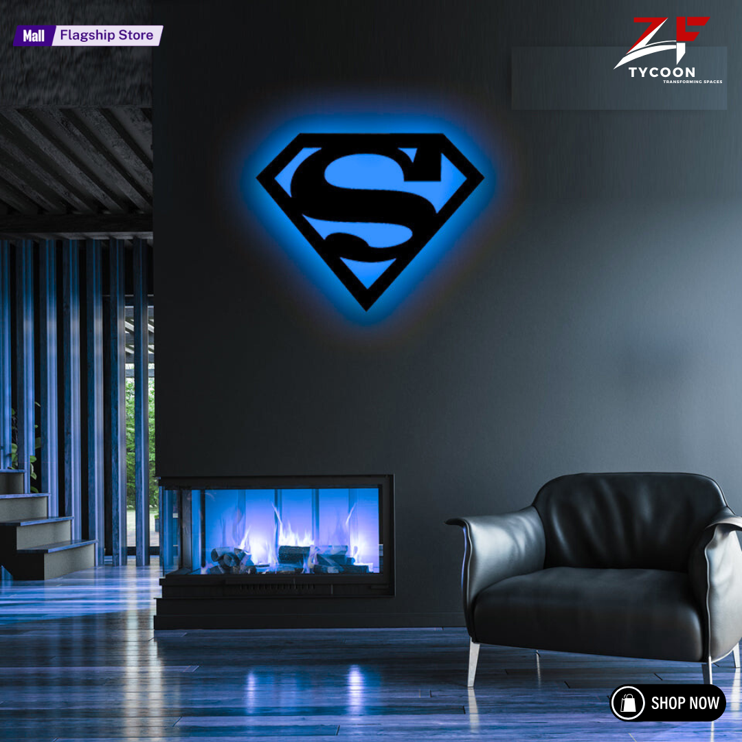 ZF Superman Lamp, Led Gaming Room, Wall Decor Night Lamp, for Gift, Kids Room, Gaming Setup, Gaming Room, Man Cave,Led Lamp,Decore