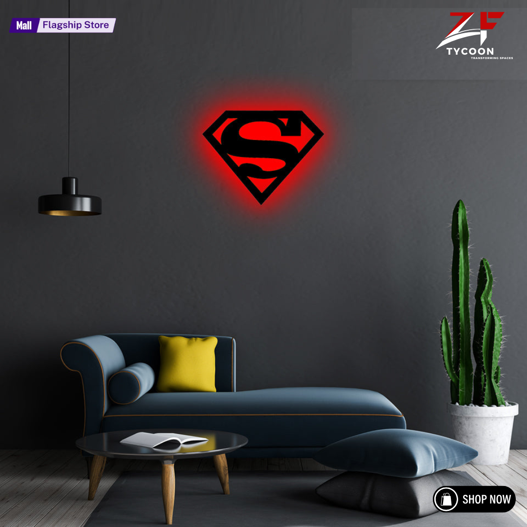 ZF Superman Lamp, Led Gaming Room, Wall Decor Night Lamp, for Gift, Kids Room, Gaming Setup, Gaming Room, Man Cave,Led Lamp,Decore