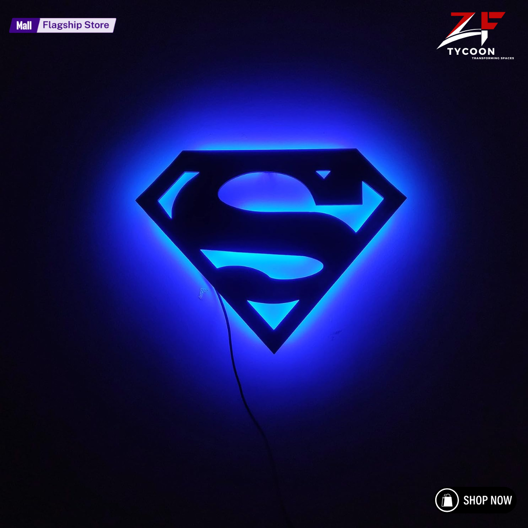ZF Superman Lamp, Led Gaming Room, Wall Decor Night Lamp, for Gift, Kids Room, Gaming Setup, Gaming Room, Man Cave,Led Lamp,Decore