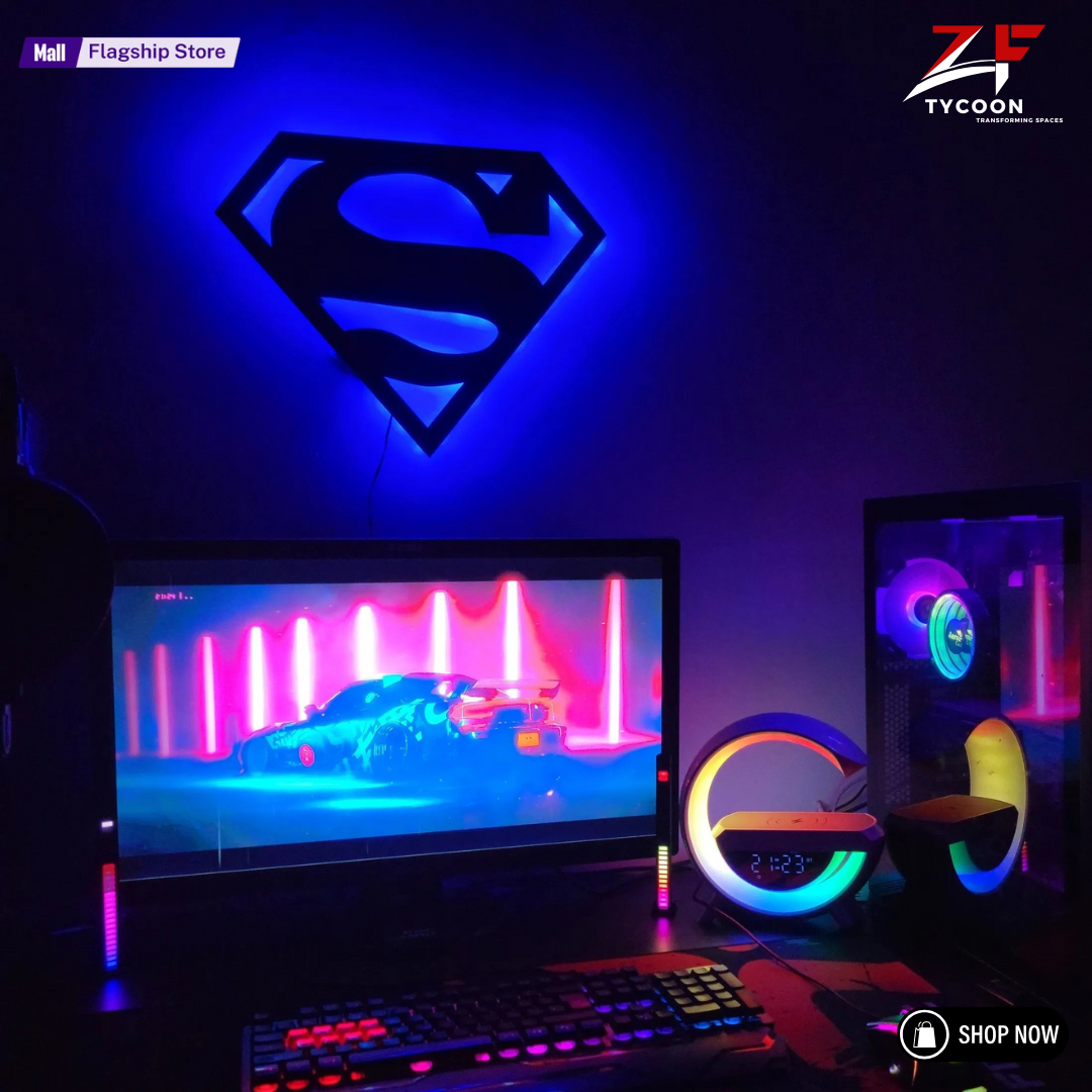 ZF Superman Lamp, Led Gaming Room, Wall Decor Night Lamp, for Gift, Kids Room, Gaming Setup, Gaming Room, Man Cave,Led Lamp,Decore
