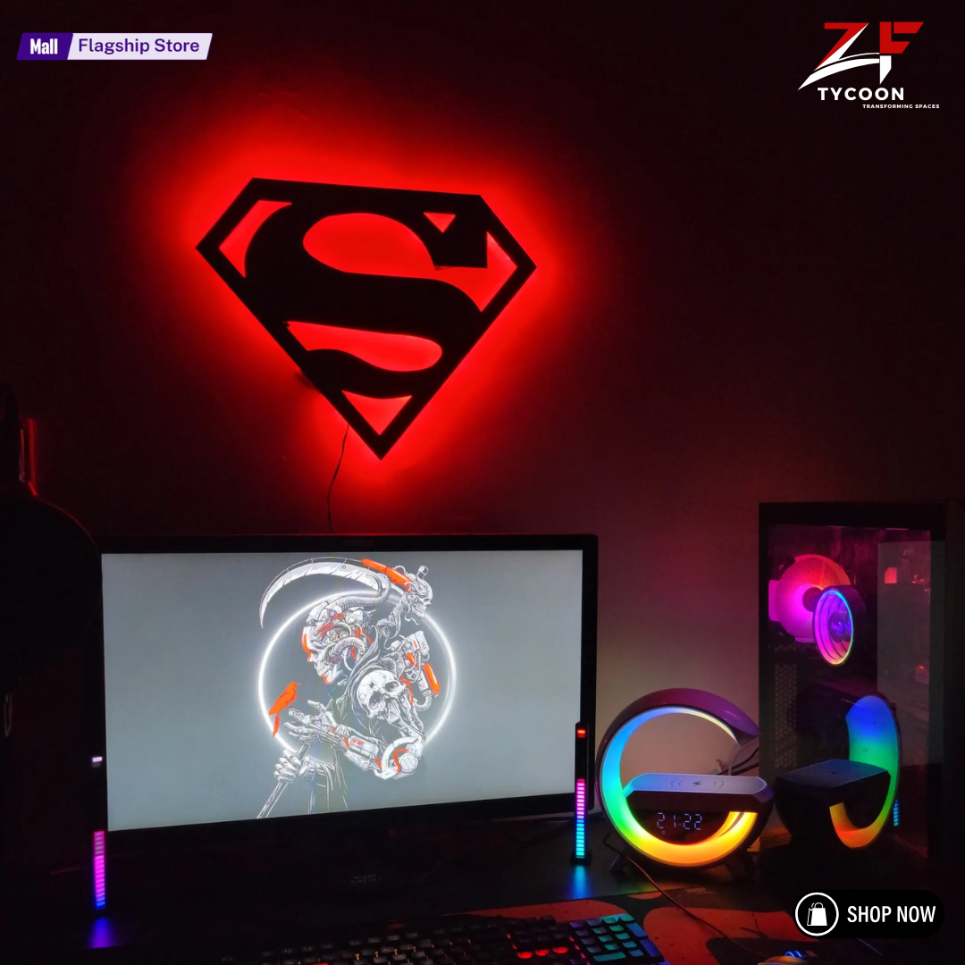 ZF Superman Lamp, Led Gaming Room, Wall Decor Night Lamp, for Gift, Kids Room, Gaming Setup, Gaming Room, Man Cave,Led Lamp,Decore
