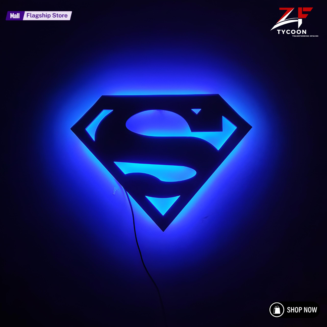 ZF Superman Lamp, Led Gaming Room, Wall Decor Night Lamp, for Gift, Kids Room, Gaming Setup, Gaming Room, Man Cave,Led Lamp,Decore