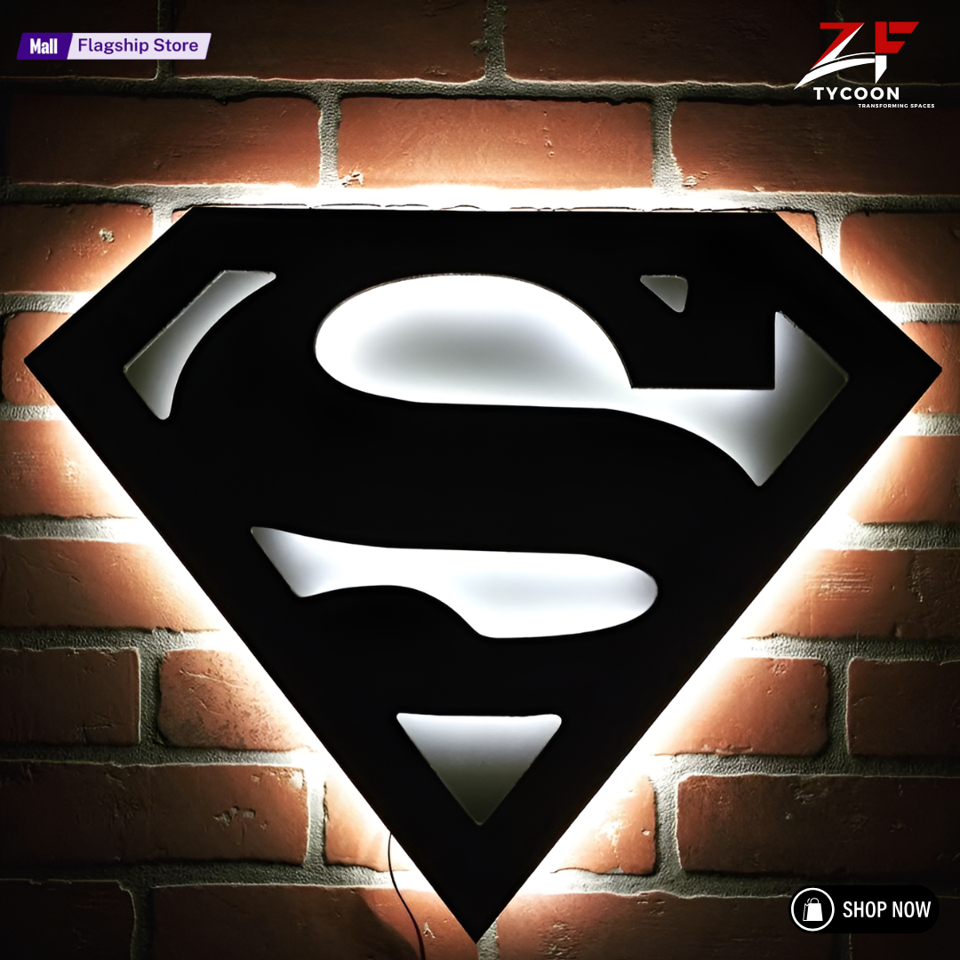 ZF Superman Lamp, Led Gaming Room, Wall Decor Night Lamp, for Gift, Kids Room, Gaming Setup, Gaming Room, Man Cave,Led Lamp,Decore