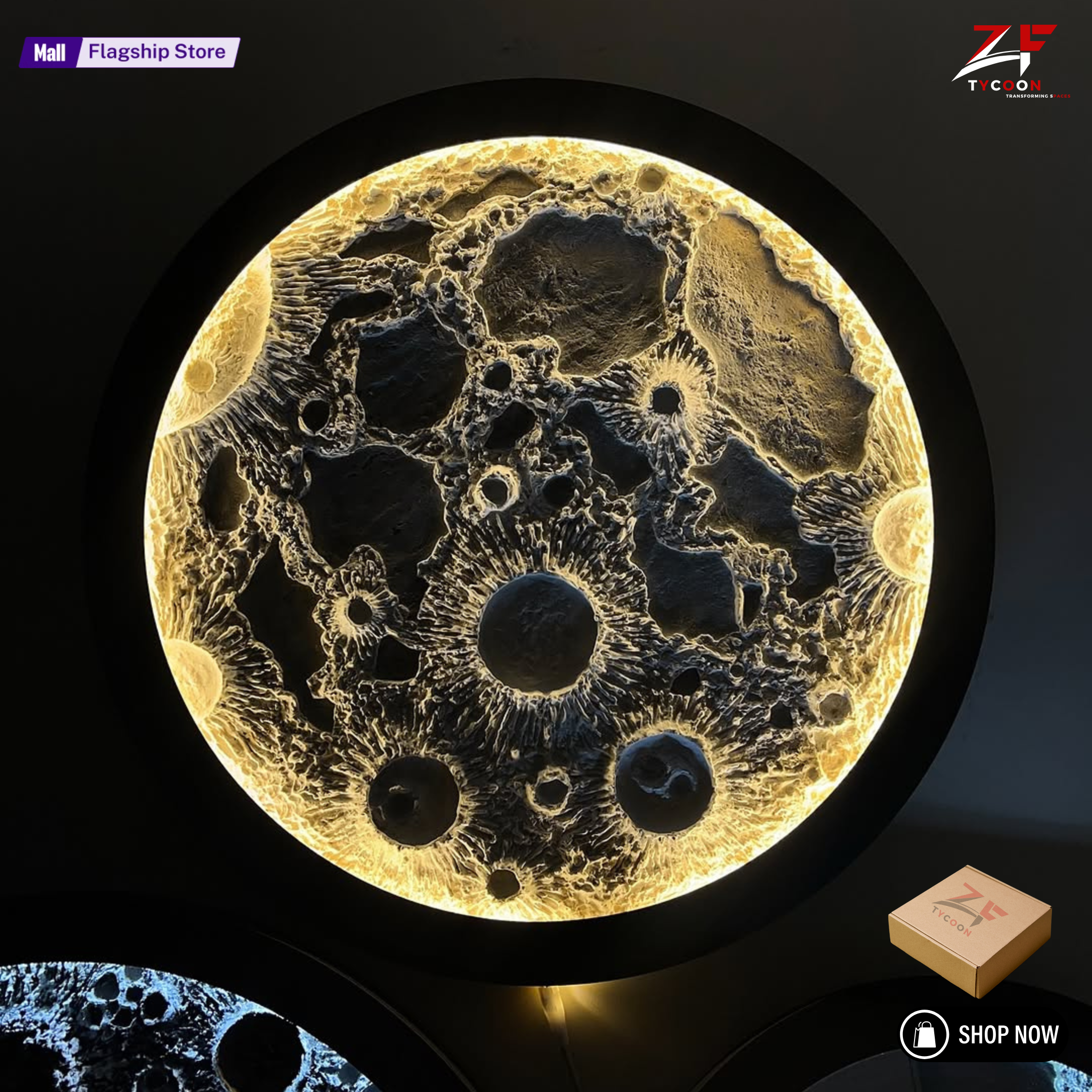 ZF Illuminated moon wall Lamp Designer Creative Art Living Room Wall Hanging Round Moon Decorative Wall Lamp