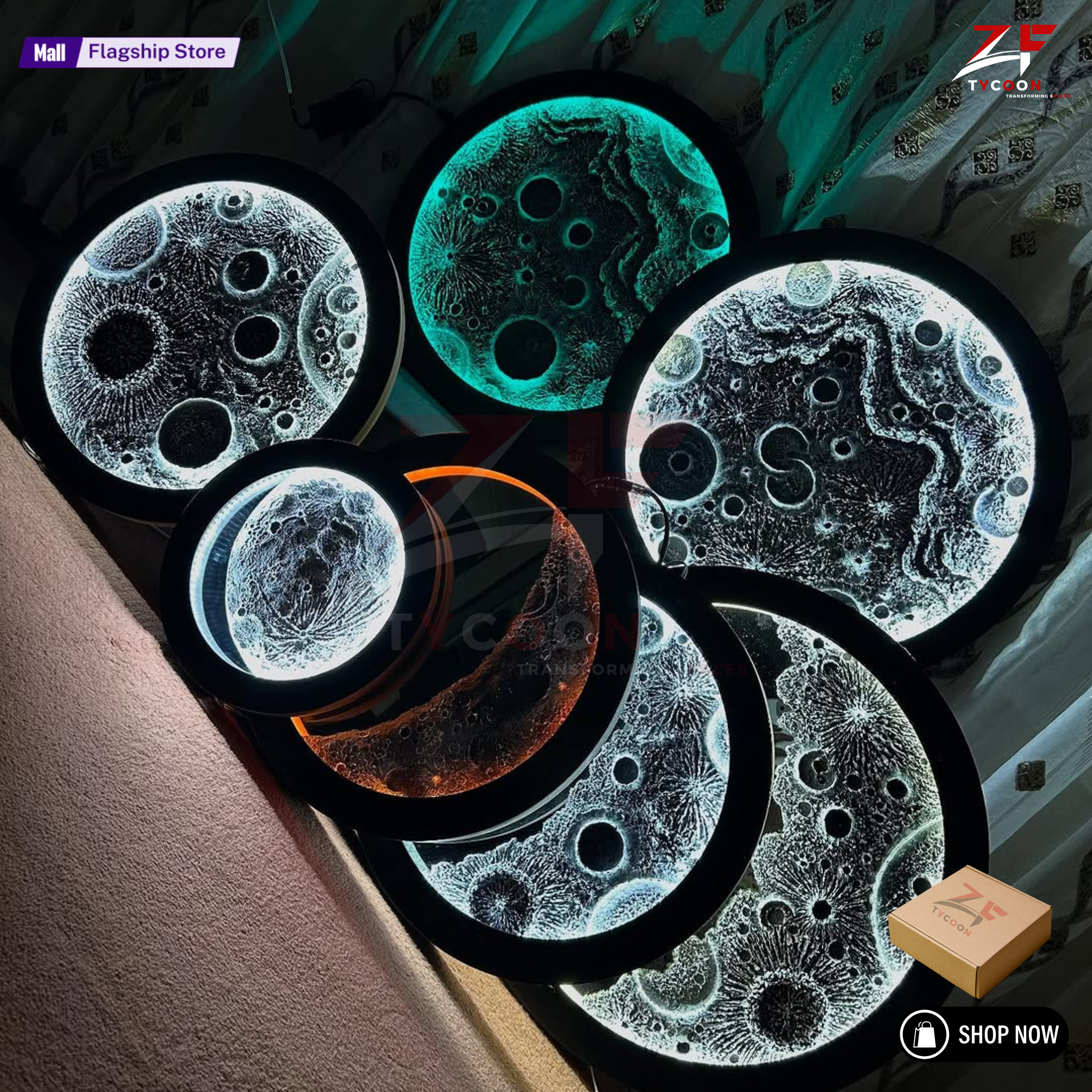ZF Illuminated moon wall Lamp Designer Creative Art Living Room Wall Hanging Round Moon Decorative Wall Lamp