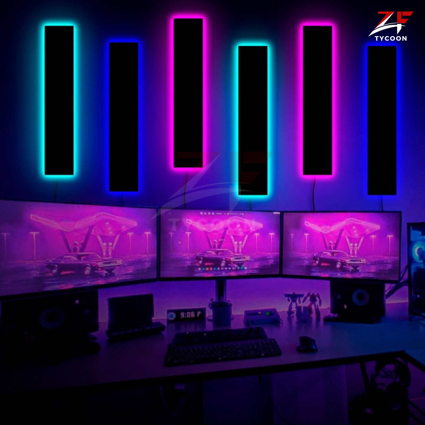 ZF Gaming room Wooden Led light, Gaming Room Decor, Multiple colours Led lights for gaming room, Gaming zone led decor, Led wall panels, Gamer room led decor