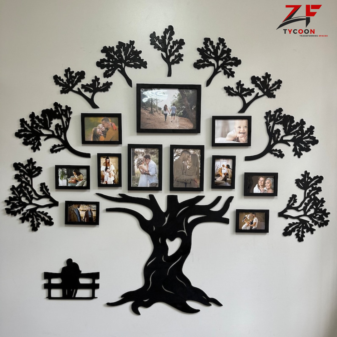 ZF Tree Wall Decor, Family Tree Wall Art, Wooden Family Tree With Photo 10-12 Frames, Large Tree Of Life Wall Decor, Collage Picture Frames