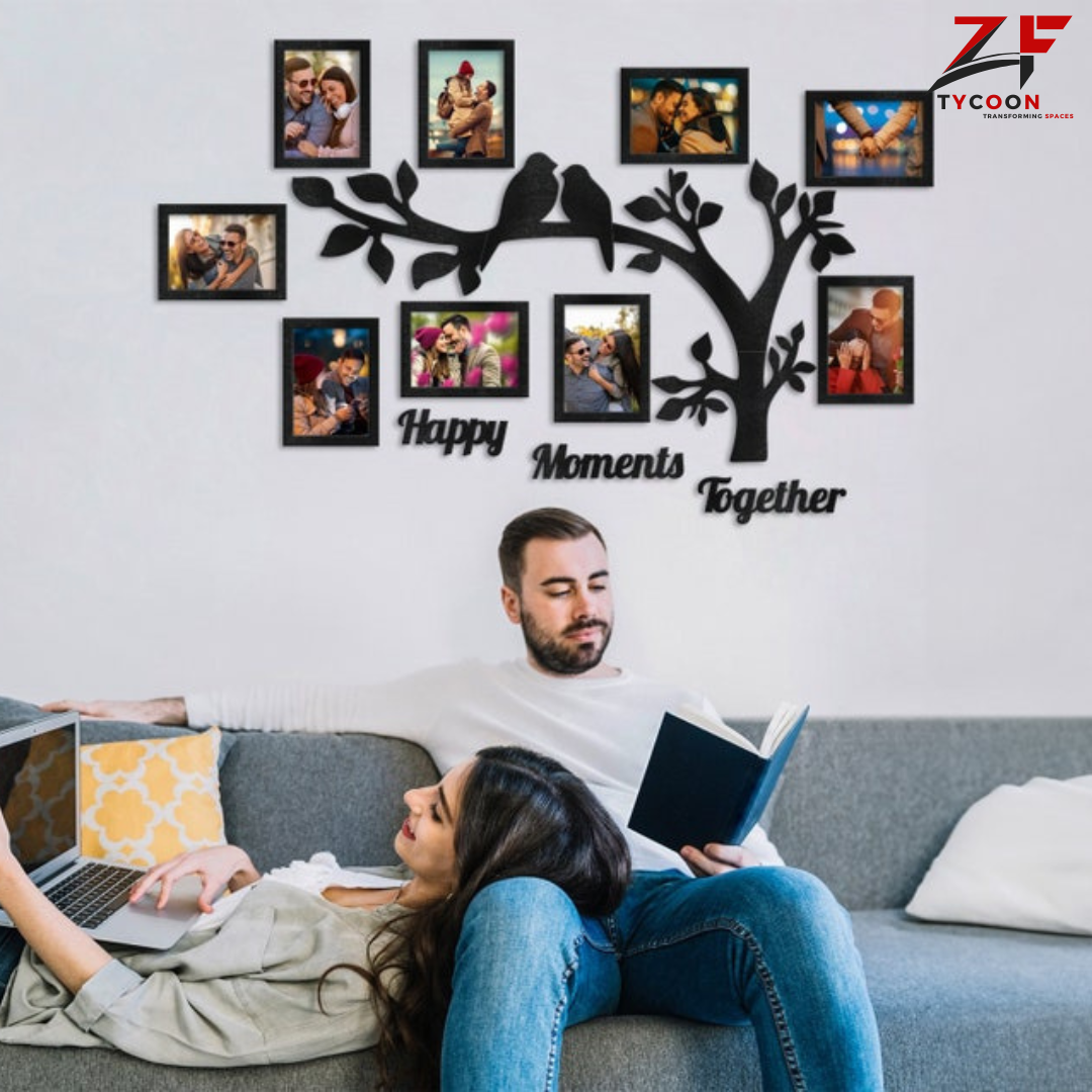 ZF Family Tree Wall Art Photo Collage, Family Tree Charts, 8-9 FramesFamily Photos In Wooden Frames, Wooden Tree of Life, Wooden Family Tree
