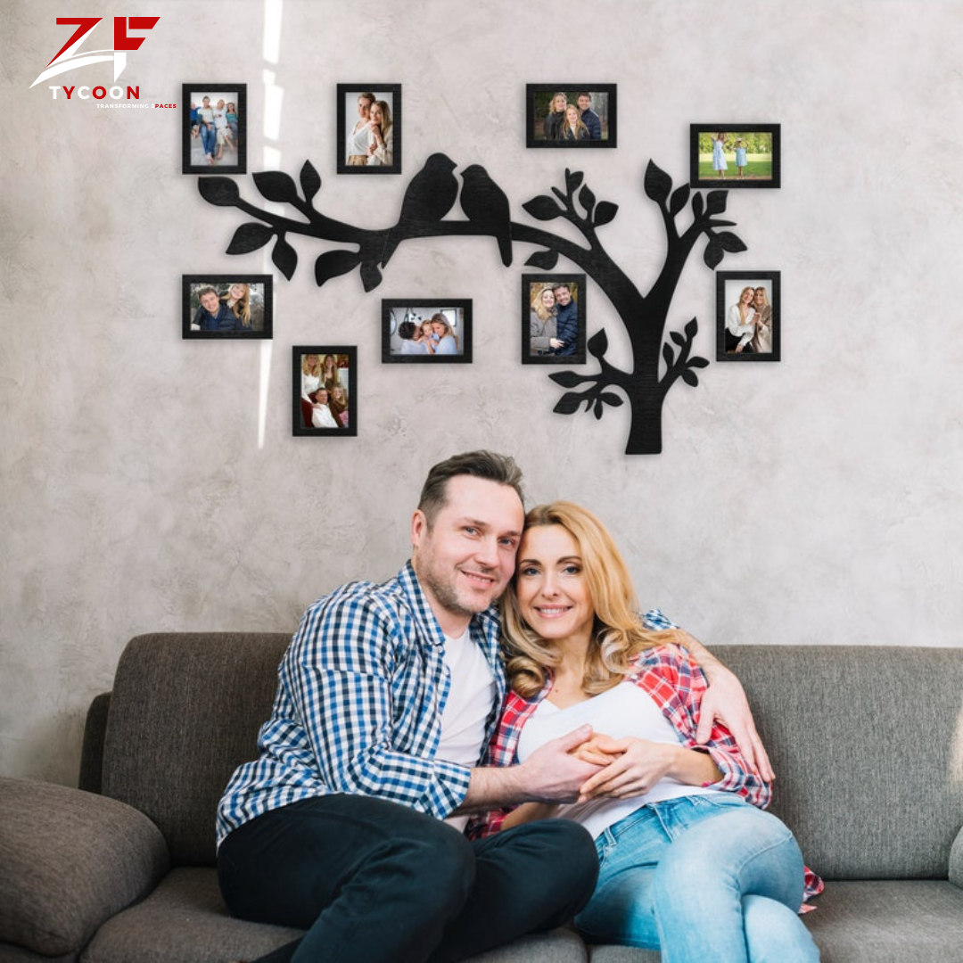 ZF Family Tree Wall Art Photo Collage, Family Tree Charts, 8-9 FramesFamily Photos In Wooden Frames, Wooden Tree of Life, Wooden Family Tree