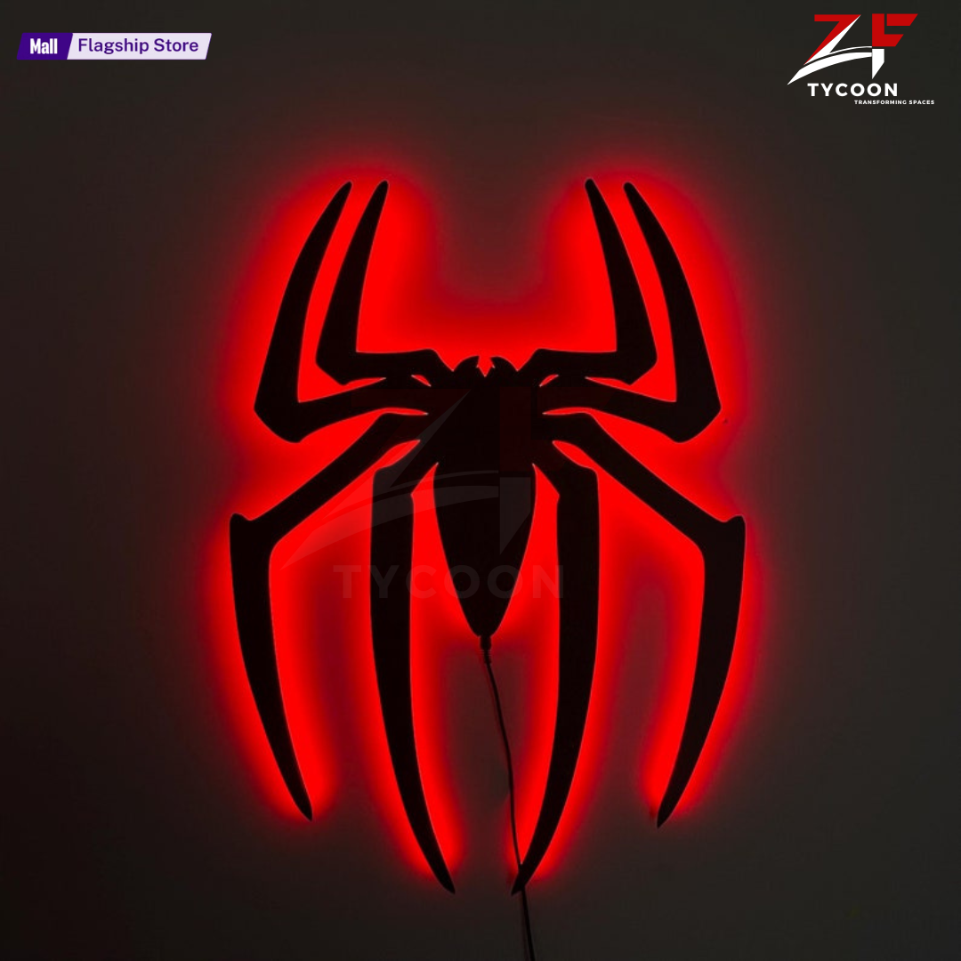 ZF Spiderman 3D spider LOGO night light , Spiderman Spider Wall Decor, Spider Night Light, Spider Wall Hanging Sign, Christmas Gift, Game Room Decor