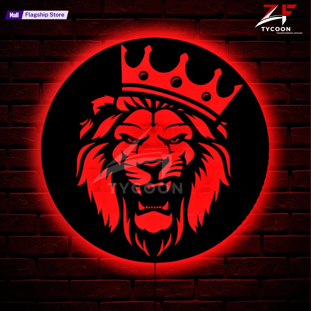 ZF King Lion Wall Art With Rgb Led Light, King Lion Room Decor, King Lion Neon Sign, King Lion Wall Art, King Lion Home Wall Art