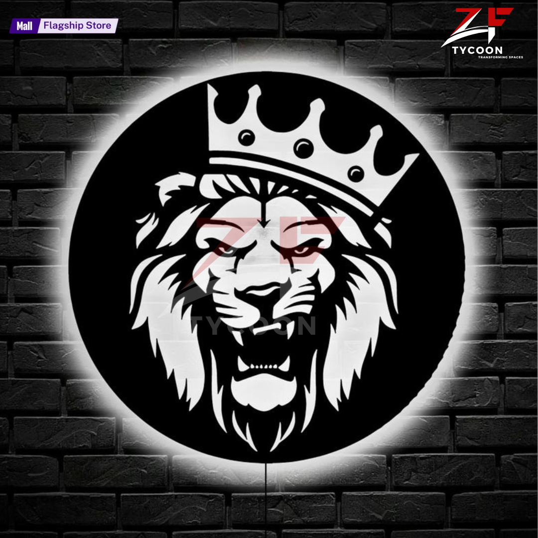 ZF King Lion Wall Art With Rgb Led Light, King Lion Room Decor, King Lion Neon Sign, King Lion Wall Art, King Lion Home Wall Art