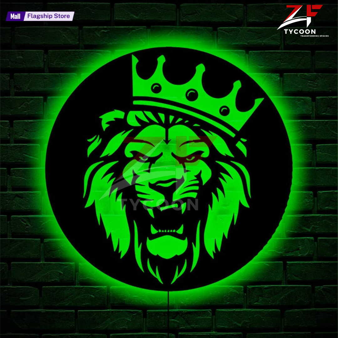 ZF King Lion Wall Art With Rgb Led Light, King Lion Room Decor, King Lion Neon Sign, King Lion Wall Art, King Lion Home Wall Art