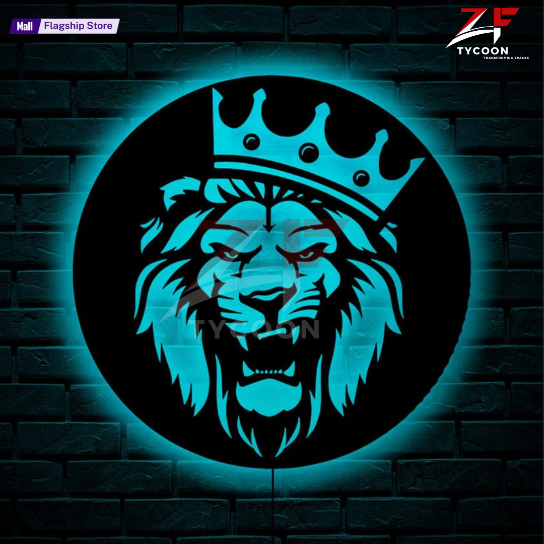 ZF King Lion Wall Art With Rgb Led Light, King Lion Room Decor, King Lion Neon Sign, King Lion Wall Art, King Lion Home Wall Art
