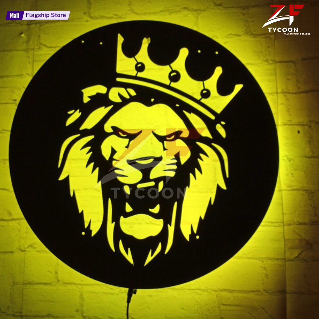 ZF King Lion Wall Art With Rgb Led Light, King Lion Room Decor, King Lion Neon Sign, King Lion Wall Art, King Lion Home Wall Art
