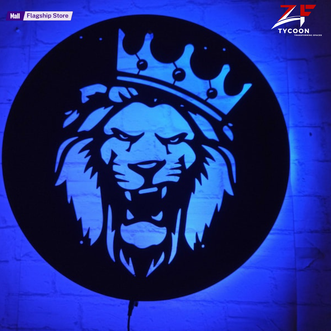 ZF King Lion Wall Art With Rgb Led Light, King Lion Room Decor, King Lion Neon Sign, King Lion Wall Art, King Lion Home Wall Art