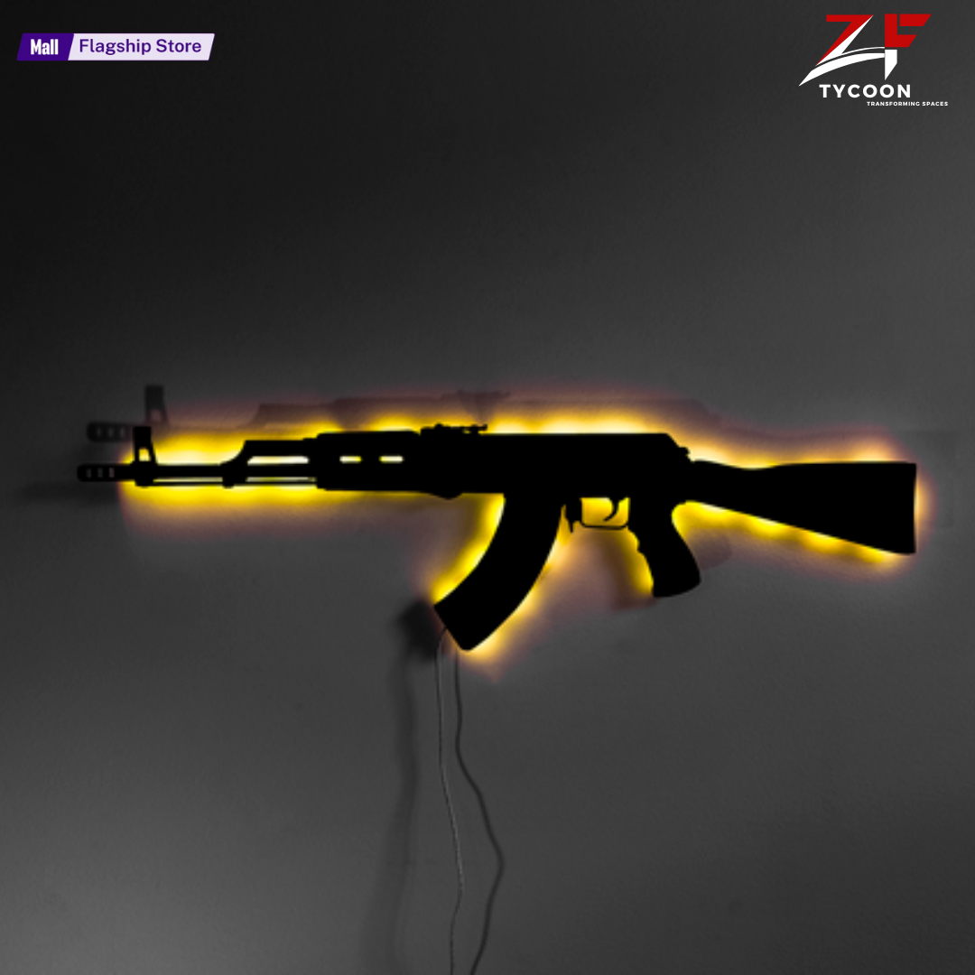 ZF AK47 Wooden Led Sign Lamp, Custom AK47 Wall Light, RGB Led Wall Lights, Custom Wall Sign, Game Room Led Light, Home Decor, Birthday Gift