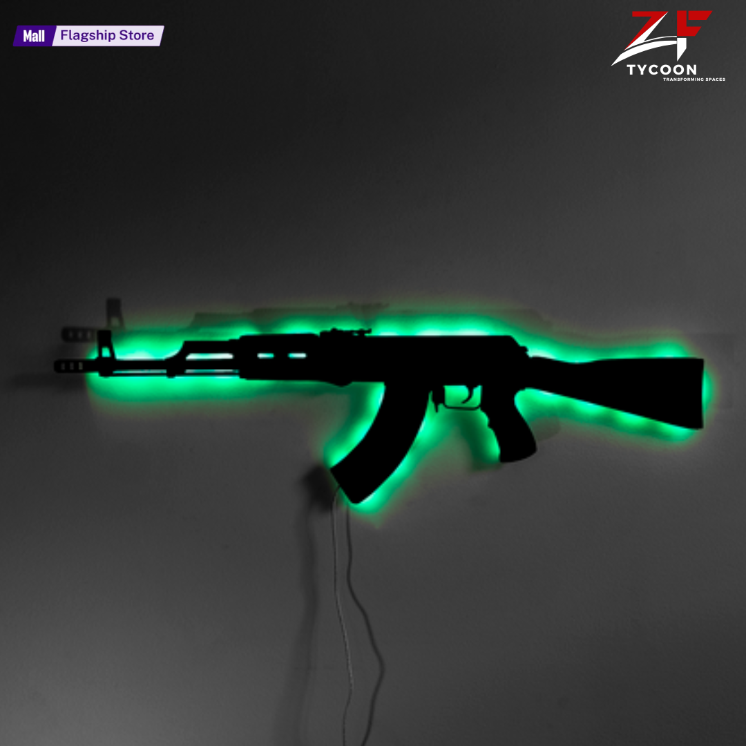 ZF AK47 Wooden Led Sign Lamp, Custom AK47 Wall Light, RGB Led Wall Lights, Custom Wall Sign, Game Room Led Light, Home Decor, Birthday Gift