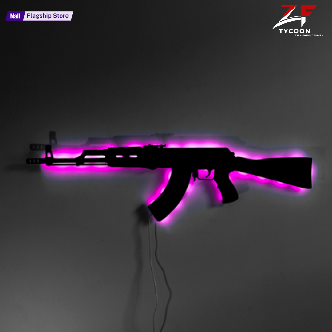 ZF AK47 Wooden Led Sign Lamp, Custom AK47 Wall Light, RGB Led Wall Lights, Custom Wall Sign, Game Room Led Light, Home Decor, Birthday Gift
