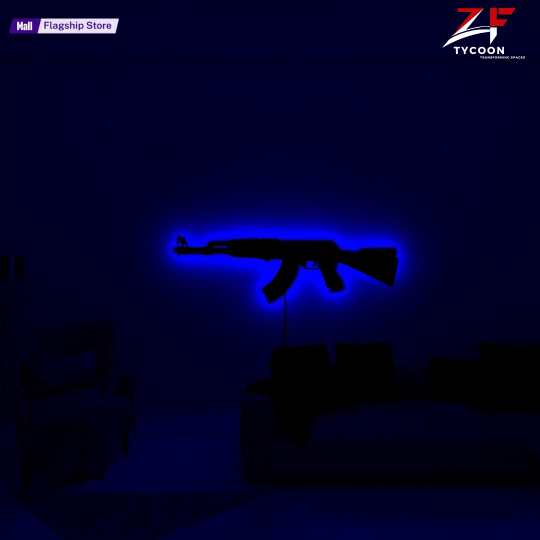 ZF AK47 Wooden Led Sign Lamp, Custom AK47 Wall Light, RGB Led Wall Lights, Custom Wall Sign, Game Room Led Light, Home Decor, Birthday Gift
