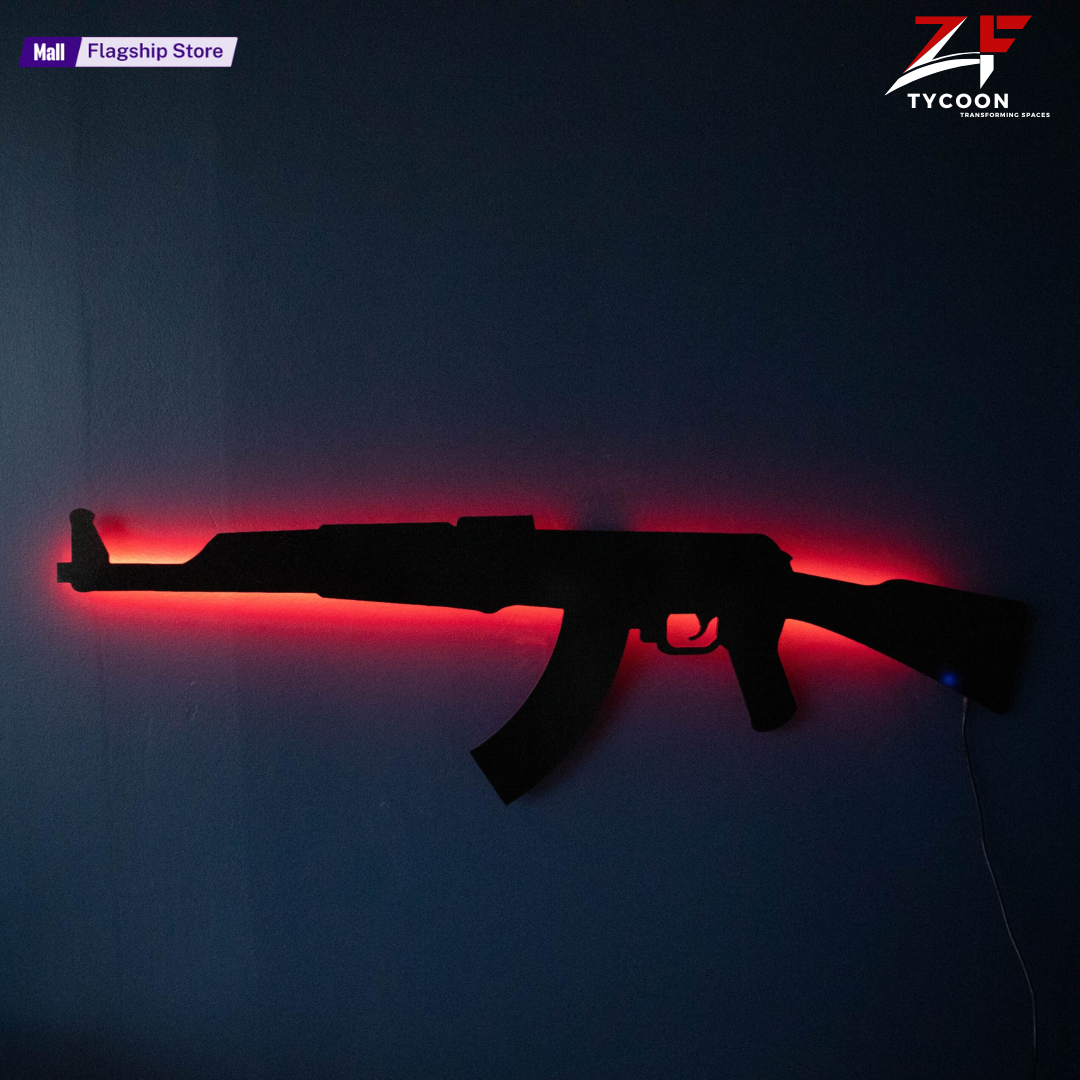 ZF AK47 Wooden Led Sign Lamp, Custom AK47 Wall Light, RGB Led Wall Lights, Custom Wall Sign, Game Room Led Light, Home Decor, Birthday Gift