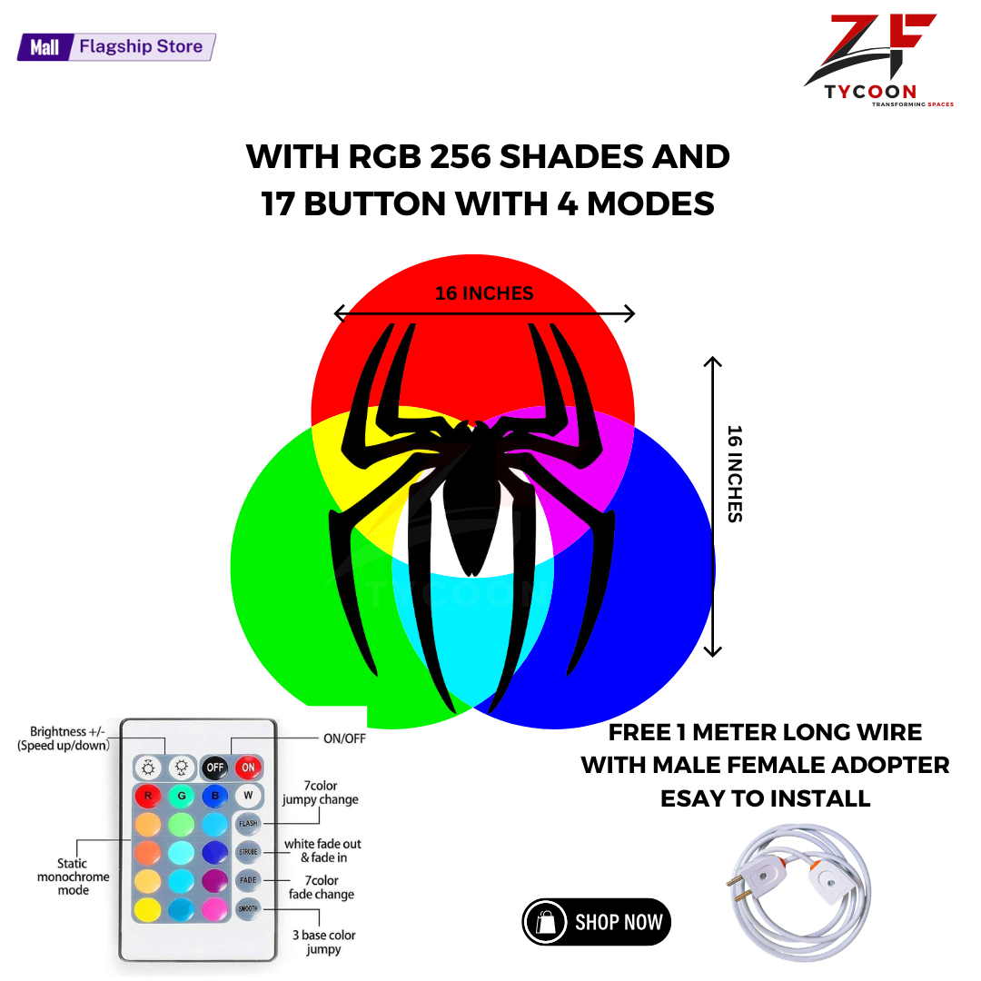 ZF Spiderman 3D spider LOGO night light , Spiderman Spider Wall Decor, Spider Night Light, Spider Wall Hanging Sign, Christmas Gift, Game Room Decor