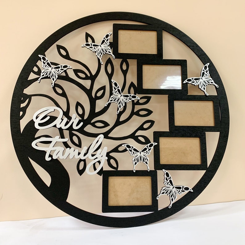ZF photo frame, Life Wall Art, 16X16 Round Frame Collage for Family, Family Wood Tree With Photo Frame in Circle, Wall decor Frame