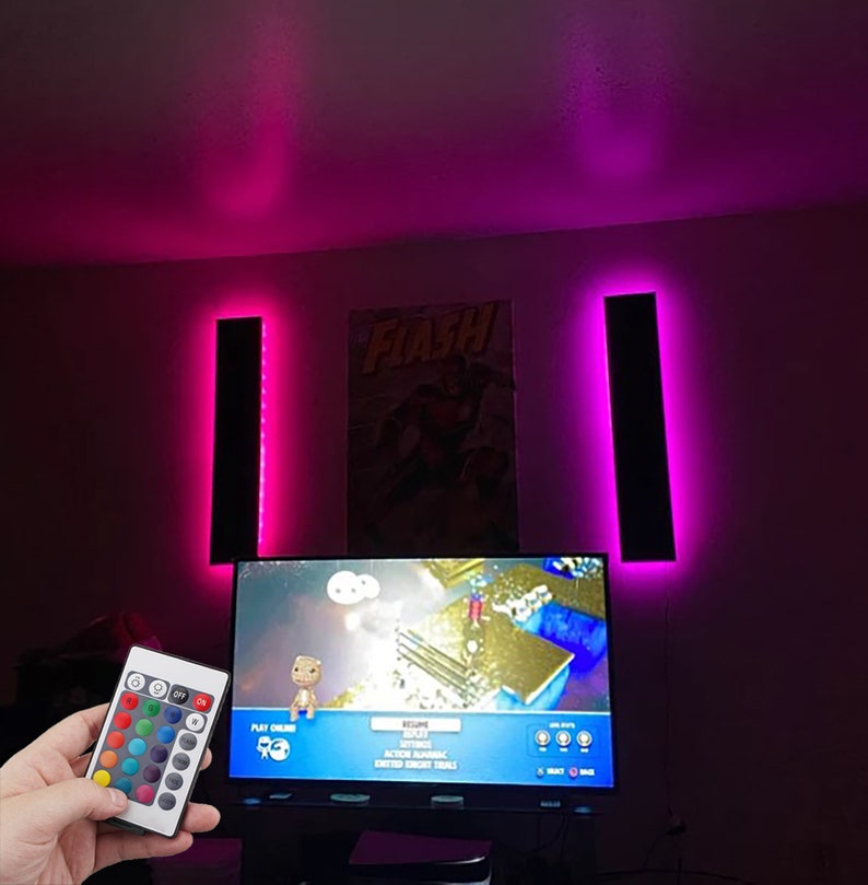 ZF Gaming room Wooden Led light, Gaming Room Decor, Multiple colours Led lights for gaming room, Gaming zone led decor, Led wall panels, Gamer room led decor