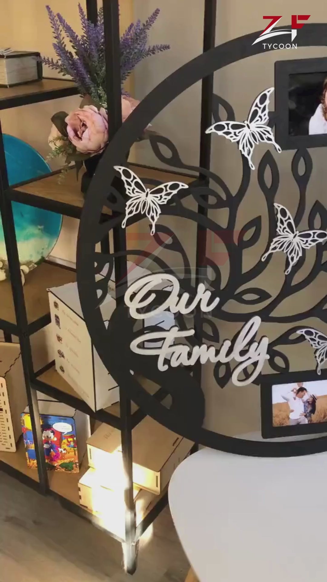 ZF photo frame, Life Wall Art, 16X16 Round Frame Collage for Family, Family Wood Tree With Photo Frame in Circle, Wall decor Frame